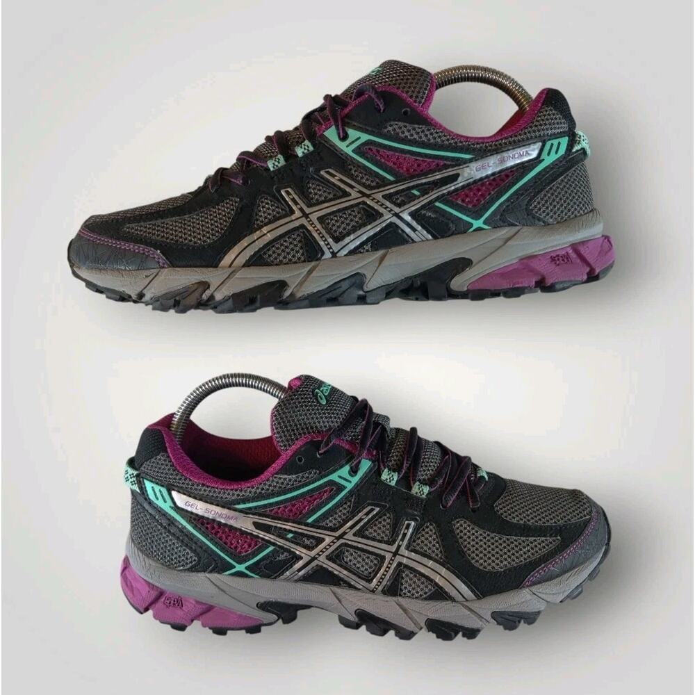 Asics Gel Sonoma‎ Hiking Shoes Women's 9 Gray Purple Trail Running Jogging T774N